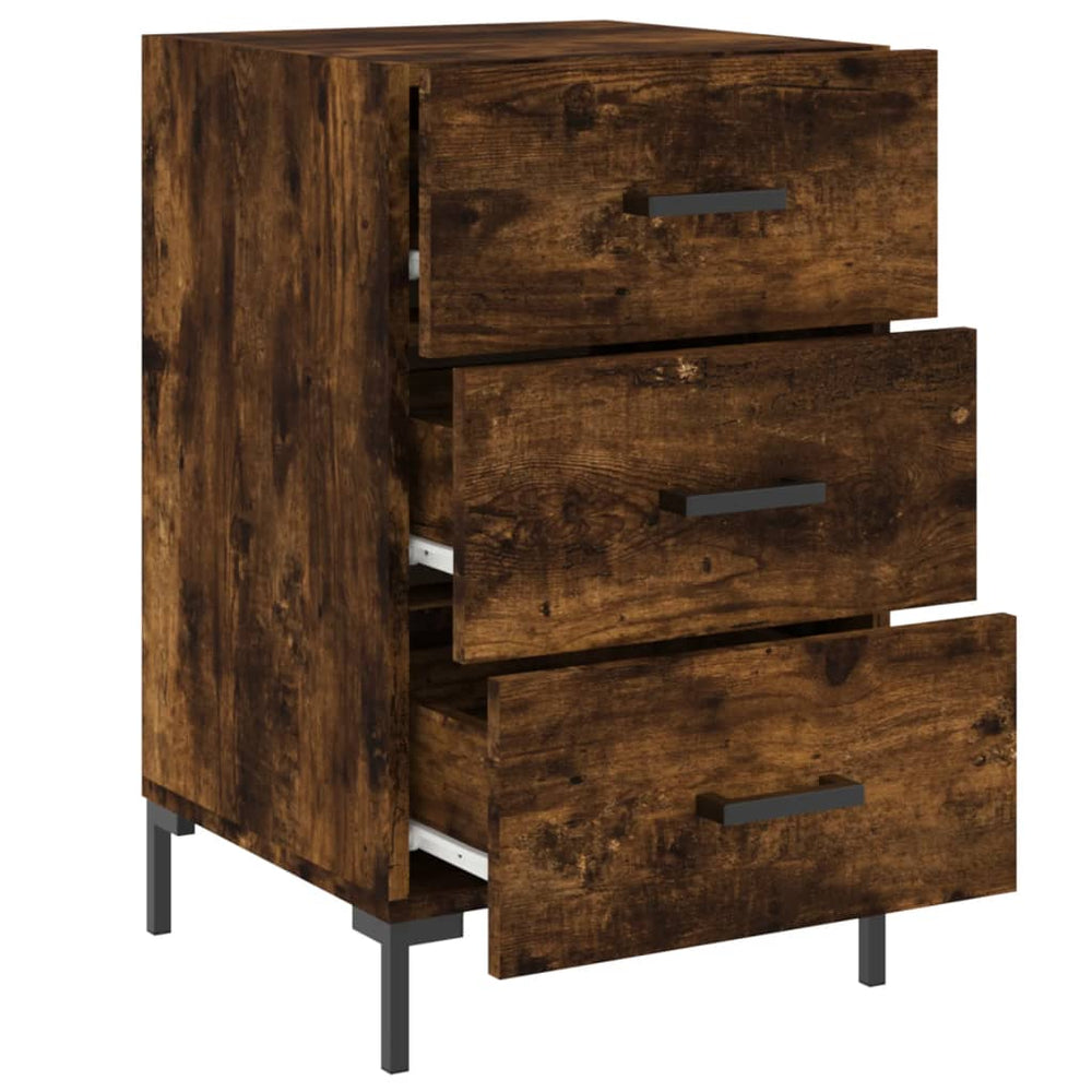 Nachtkastje 40x40x66 cm bewerkt hout gerookt eikenkleurig MeubelReus