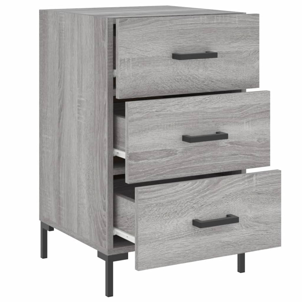 Nachtkastje 40x40x66 cm bewerkt hout grijs sonoma eikenkleurig MeubelReus