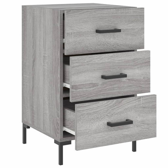 Nachtkastje 40x40x66 cm bewerkt hout grijs sonoma eikenkleurig MeubelReus