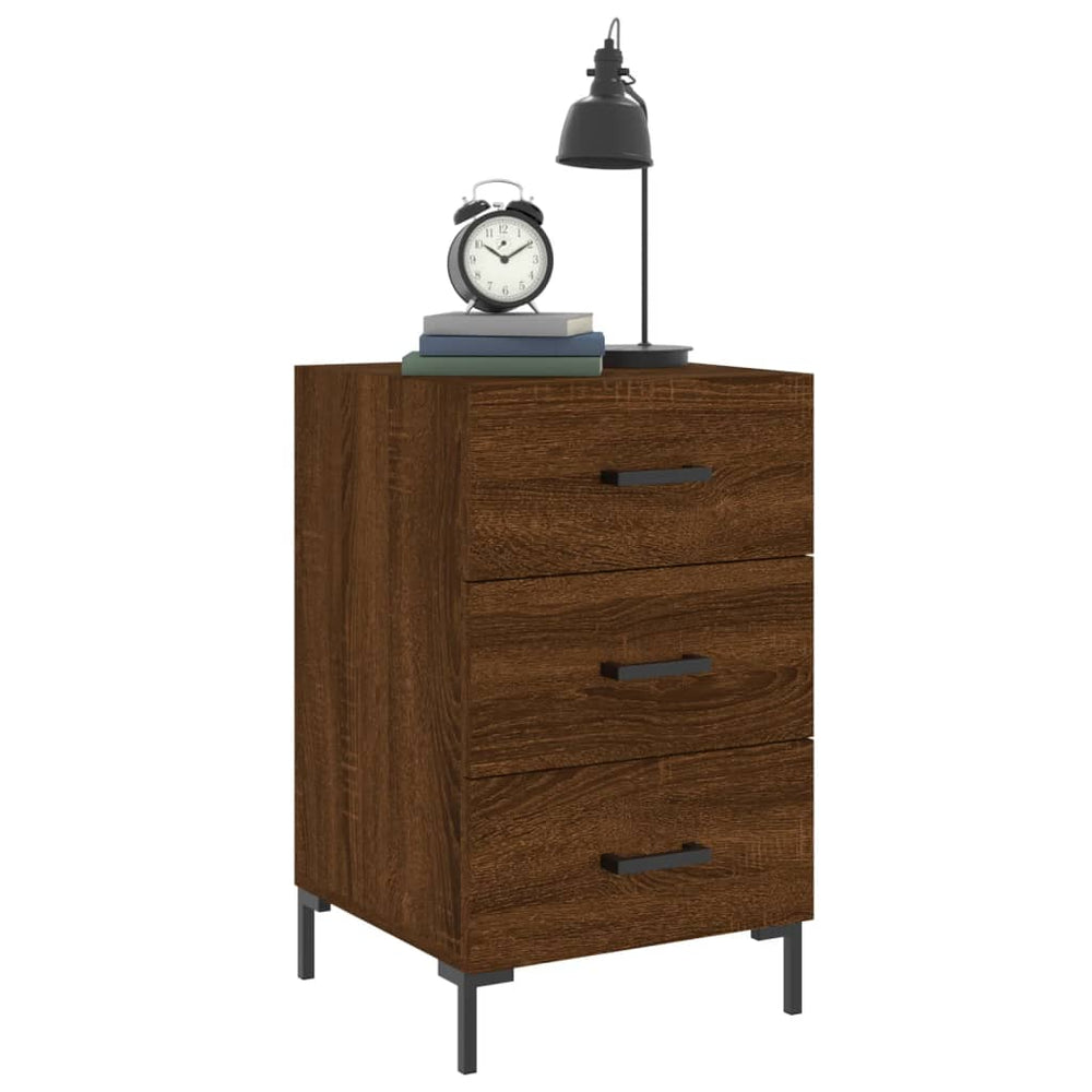 Nachtkastje 40x40x66 cm bewerkt hout bruin eikenkleur MeubelReus