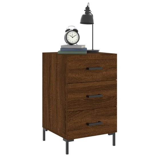 Nachtkastje 40x40x66 cm bewerkt hout bruin eikenkleur MeubelReus
