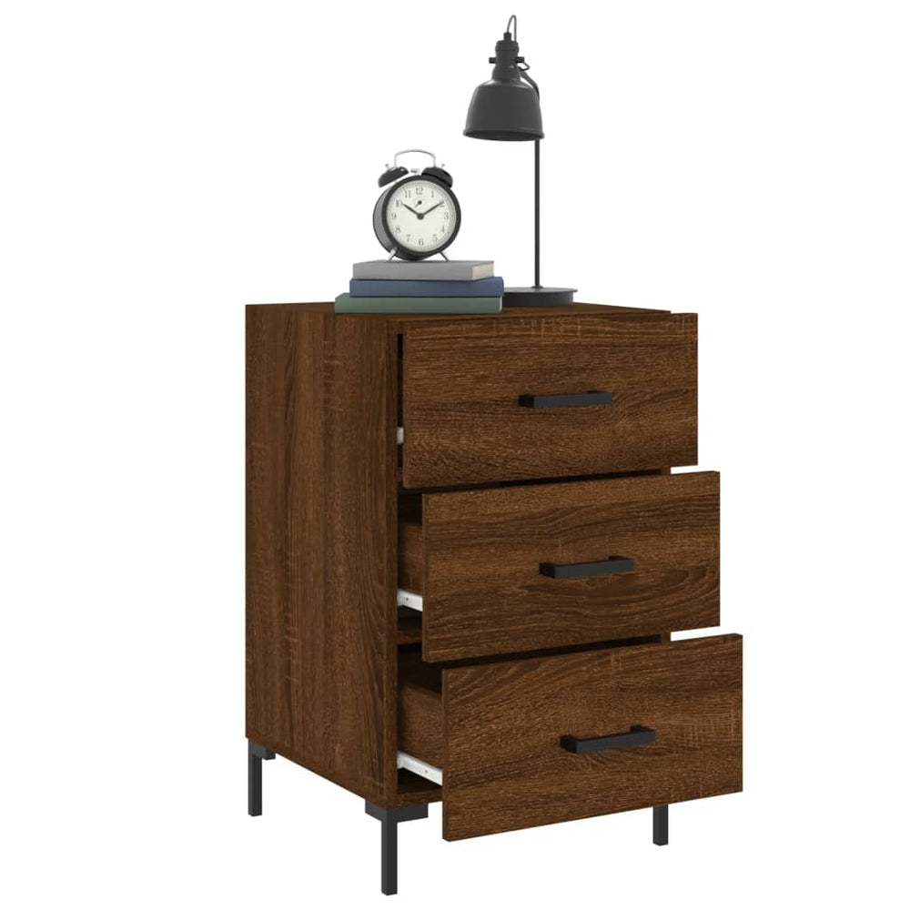 Nachtkastje 40x40x66 cm bewerkt hout bruin eikenkleur MeubelReus