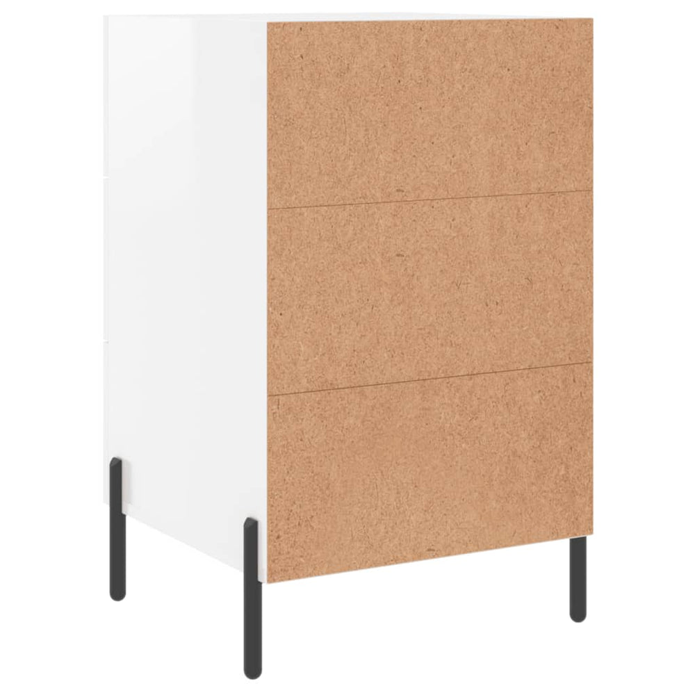 Nachtkastje 40x40x66 cm bewerkt hout hoogglans wit MeubelReus