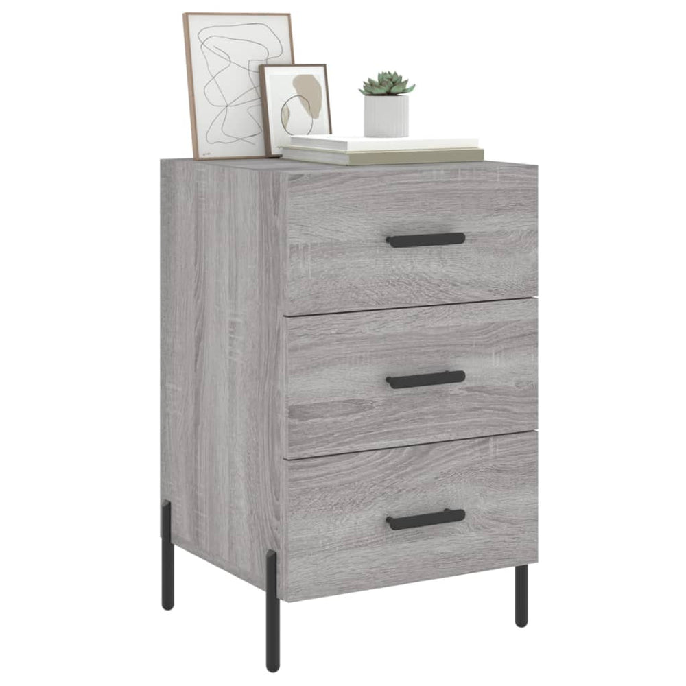 Nachtkastje 40x40x66 cm bewerkt hout grijs sonoma eikenkleurig MeubelReus