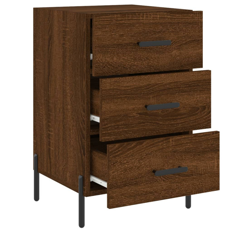 Nachtkastje 40x40x66 cm bewerkt hout bruin eikenkleur MeubelReus