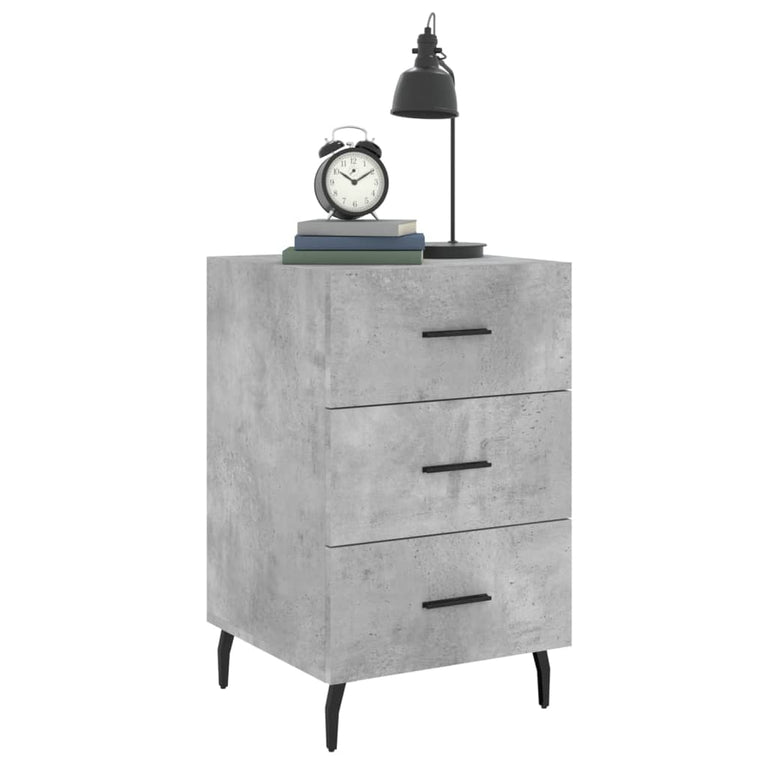 Nachtkastje 40x40x66 cm bewerkt hout betongrijs MeubelReus