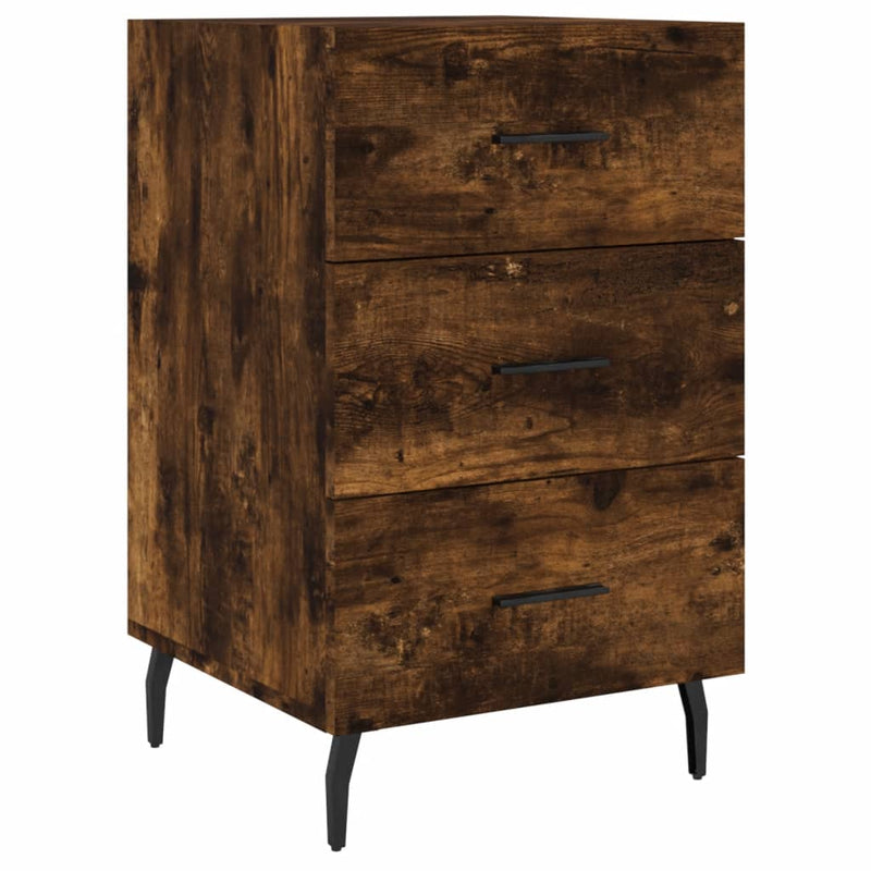 Nachtkastje 40x40x66 cm bewerkt hout gerookt eikenkleurig MeubelReus