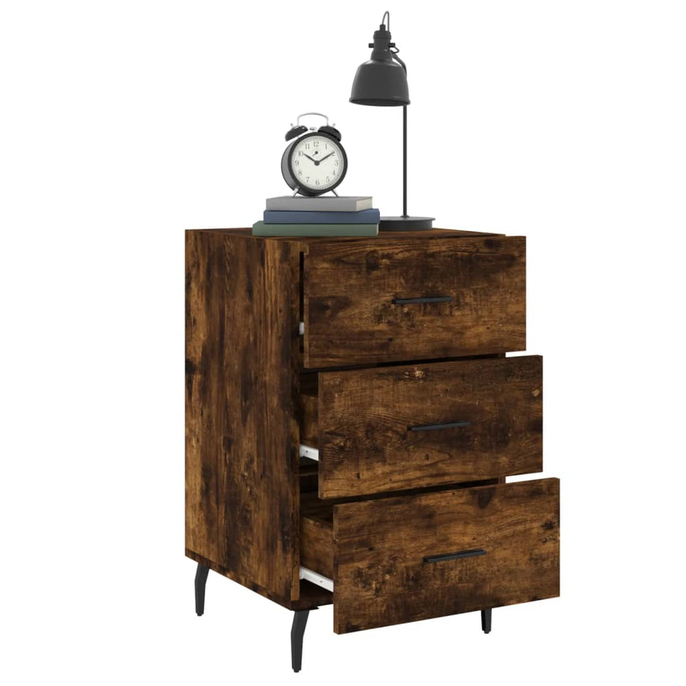Nachtkastje 40x40x66 cm bewerkt hout gerookt eikenkleurig MeubelReus