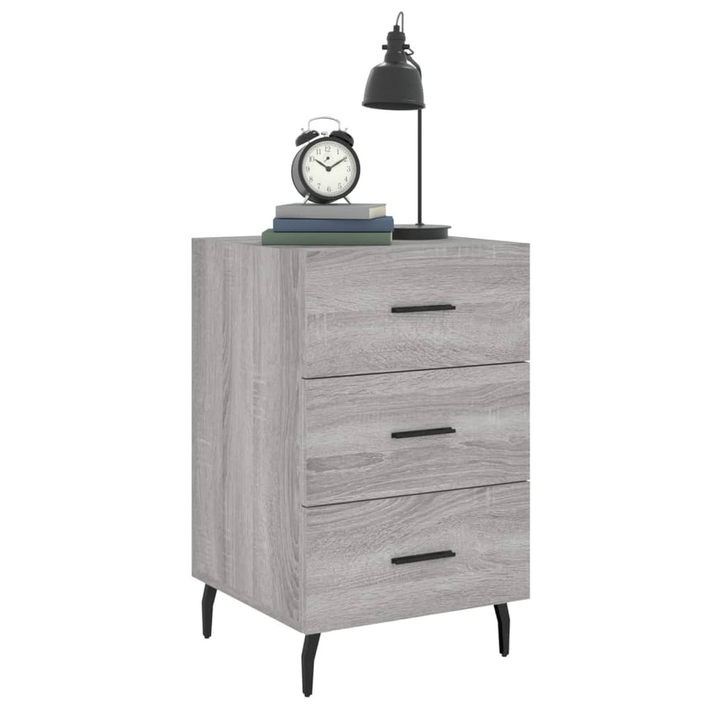 Nachtkastje 40x40x66 cm bewerkt hout grijs sonoma eikenkleurig MeubelReus