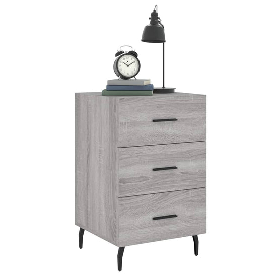 Nachtkastje 40x40x66 cm bewerkt hout grijs sonoma eikenkleurig MeubelReus