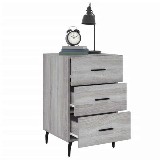 Nachtkastje 40x40x66 cm bewerkt hout grijs sonoma eikenkleurig MeubelReus