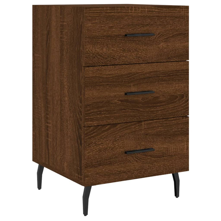 Nachtkastje 40x40x66 cm bewerkt hout bruin eikenkleur MeubelReus