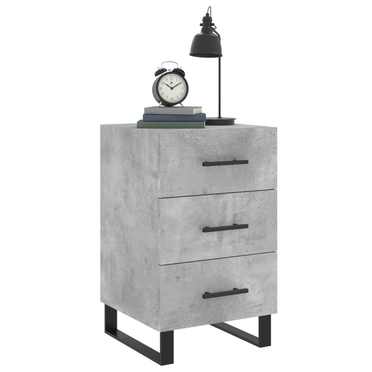 Nachtkastje 40x40x66 cm bewerkt hout betongrijs MeubelReus