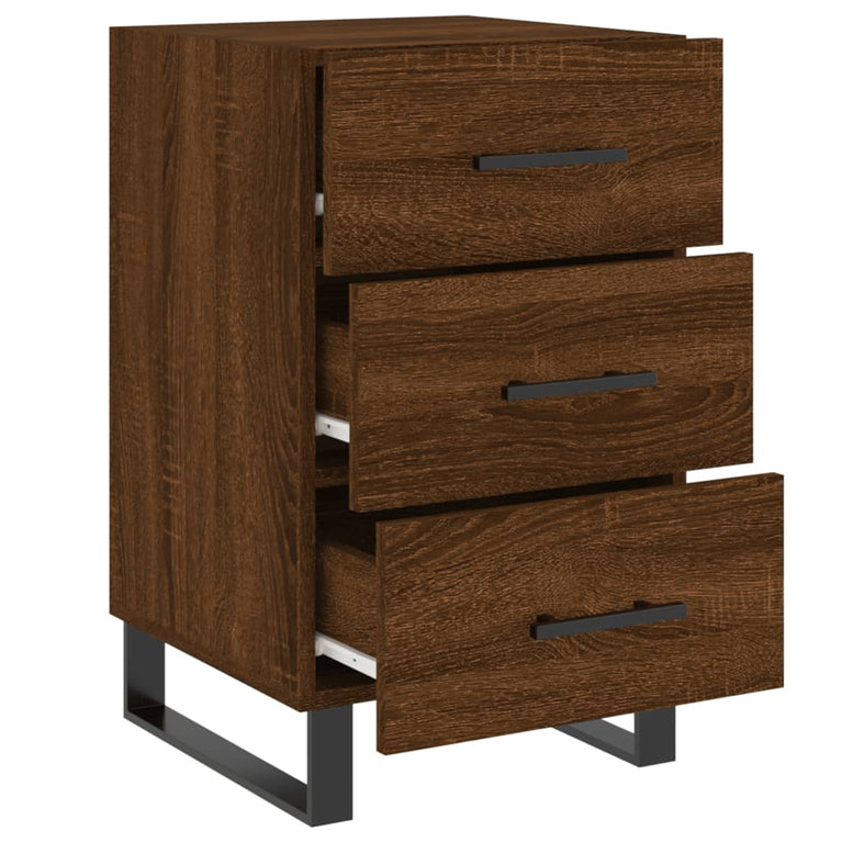 Nachtkastje 40x40x66 cm bewerkt hout bruin eikenkleur MeubelReus