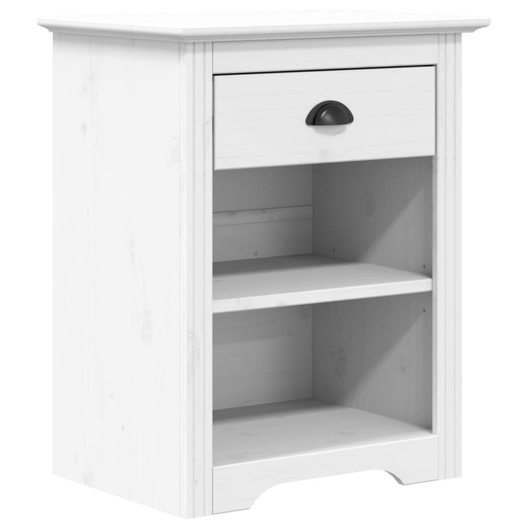 Nachtkastje BODO 53x38,5x66 cm massief grenenhout wit MeubelReus