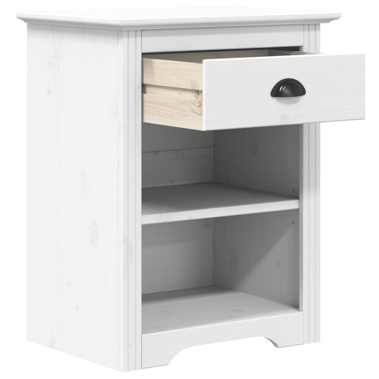 Nachtkastje BODO 53x38,5x66 cm massief grenenhout wit MeubelReus