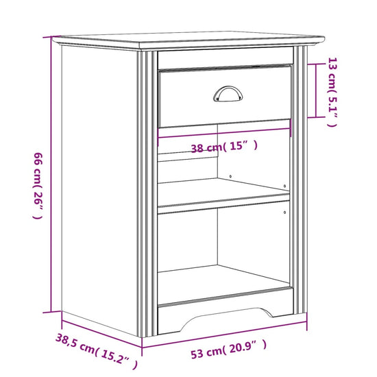 Nachtkastje BODO 53x38,5x66 cm massief grenenhout bruin MeubelReus