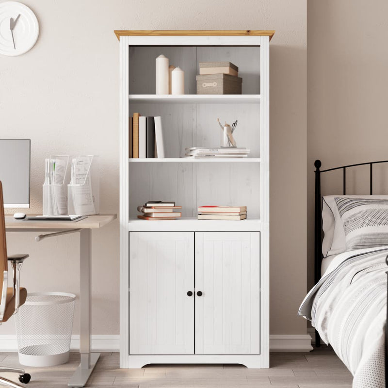 Boekenkast BODO 80x40x172 cm massief grenenhout wit en bruin MeubelReus