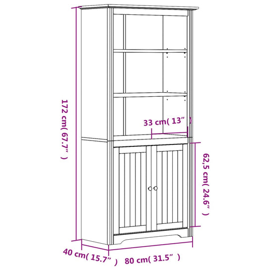 Boekenkast BODO 80x40x172 cm massief grenenhout grijs MeubelReus