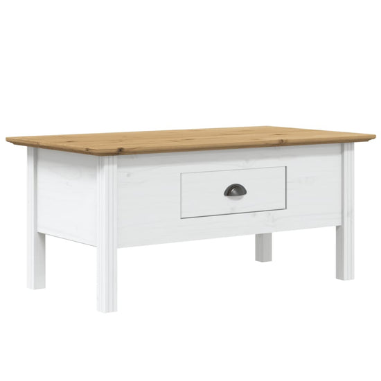 Salontafel BODO 100x55x45 cm massief grenenhout wit en bruin MeubelReus