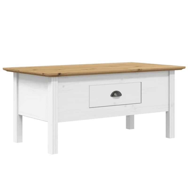 Salontafel BODO 100x55x45 cm massief grenenhout wit en bruin MeubelReus