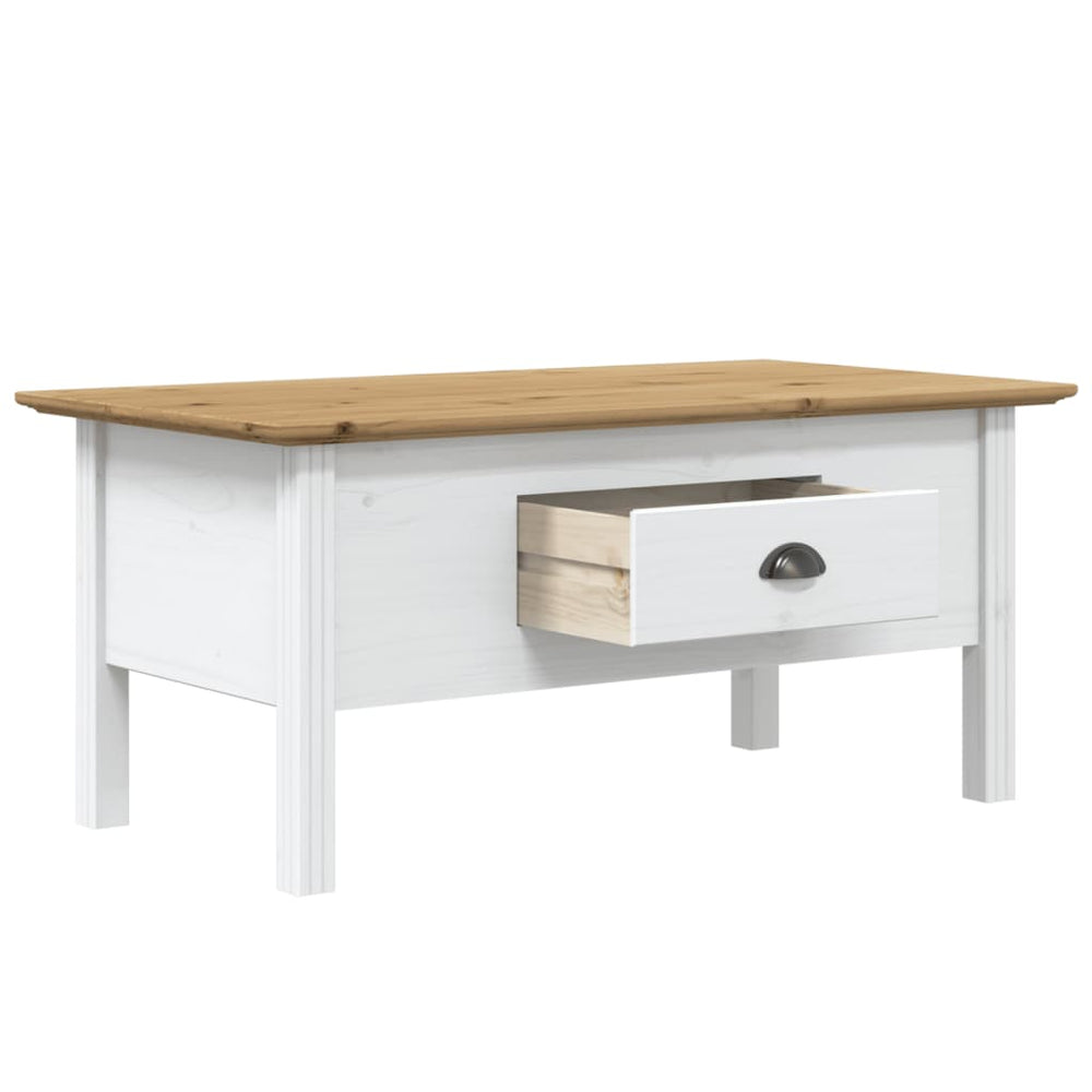 Salontafel BODO 100x55x45 cm massief grenenhout wit en bruin MeubelReus