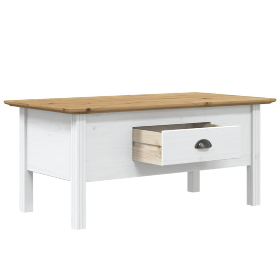 Salontafel BODO 100x55x45 cm massief grenenhout wit en bruin MeubelReus