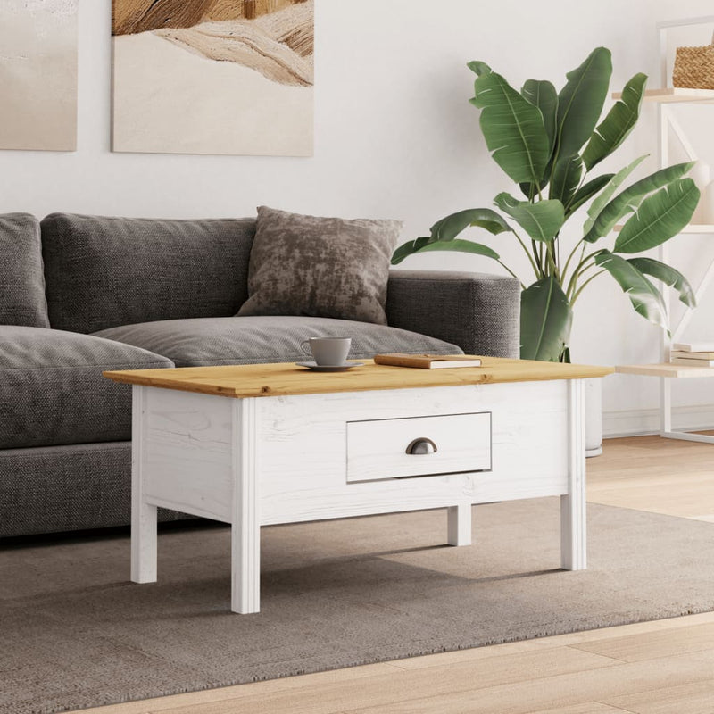 Salontafel BODO 100x55x45 cm massief grenenhout wit en bruin MeubelReus
