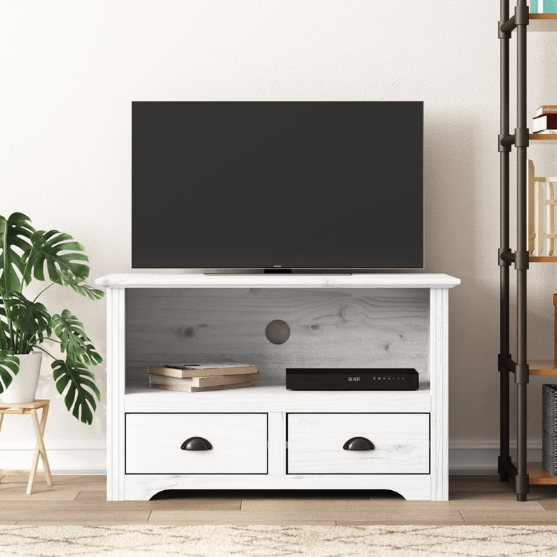 Tv-meubel met 2 lades BODO 91x43x56 cm massief grenenhout wit MeubelReus