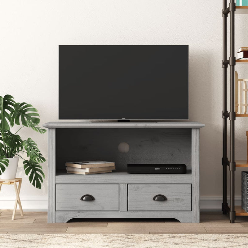 Tv-meubel met 2 lades BODO 91x43x56 cm massief grenenhout grijs MeubelReus