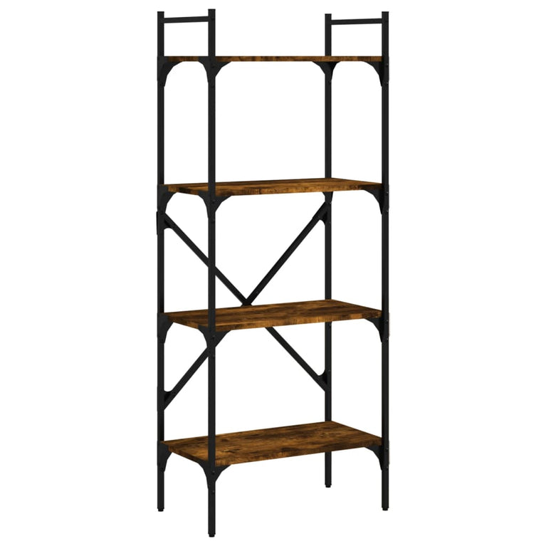 Boekenkast 4-laags 56x31,5x138,5 cm bewerkt hout gerookt eiken MeubelReus