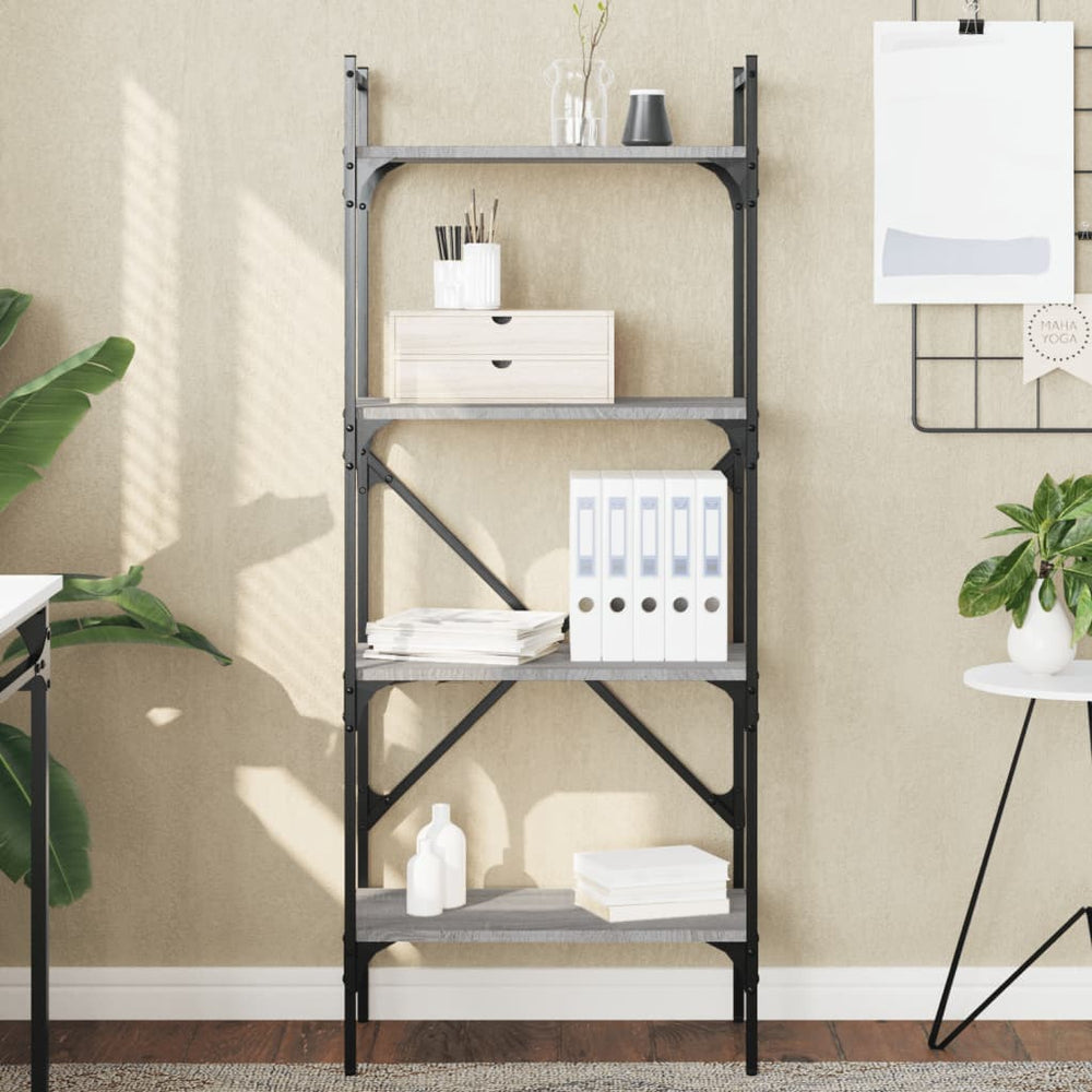 Boekenkast 4-laags 56x31,5x138,5 cm bewerkt hout grijs sonoma MeubelReus