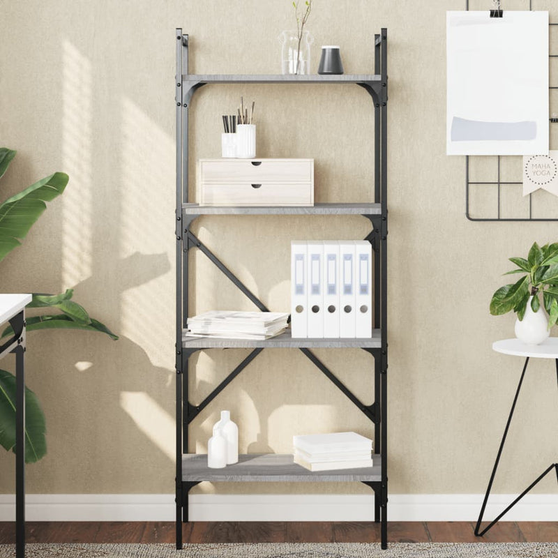 Boekenkast 4-laags 56x31,5x138,5 cm bewerkt hout grijs sonoma MeubelReus