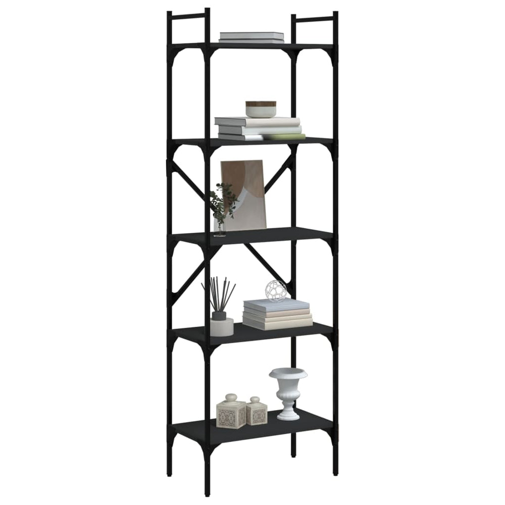 Boekenkast 5-laags 56x31,5x174 cm bewerkt hout zwart MeubelReus