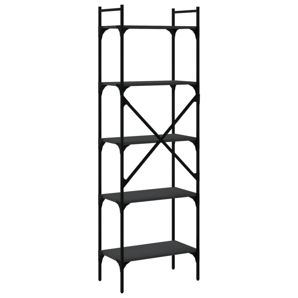 Boekenkast 5-laags 56x31,5x174 cm bewerkt hout zwart MeubelReus