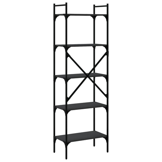 Boekenkast 5-laags 56x31,5x174 cm bewerkt hout zwart MeubelReus