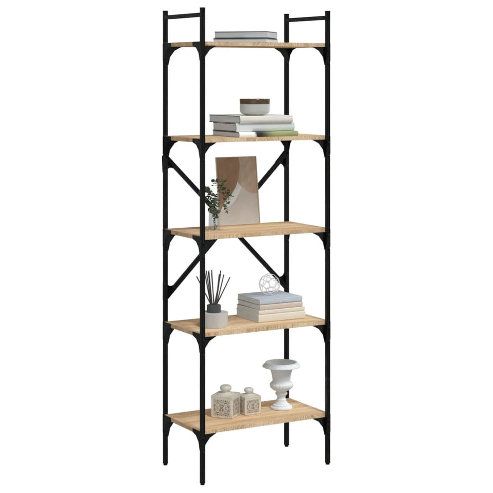 Boekenkast 5-laags 56x31,5x174 cm bewerkt hout sonoma eiken MeubelReus
