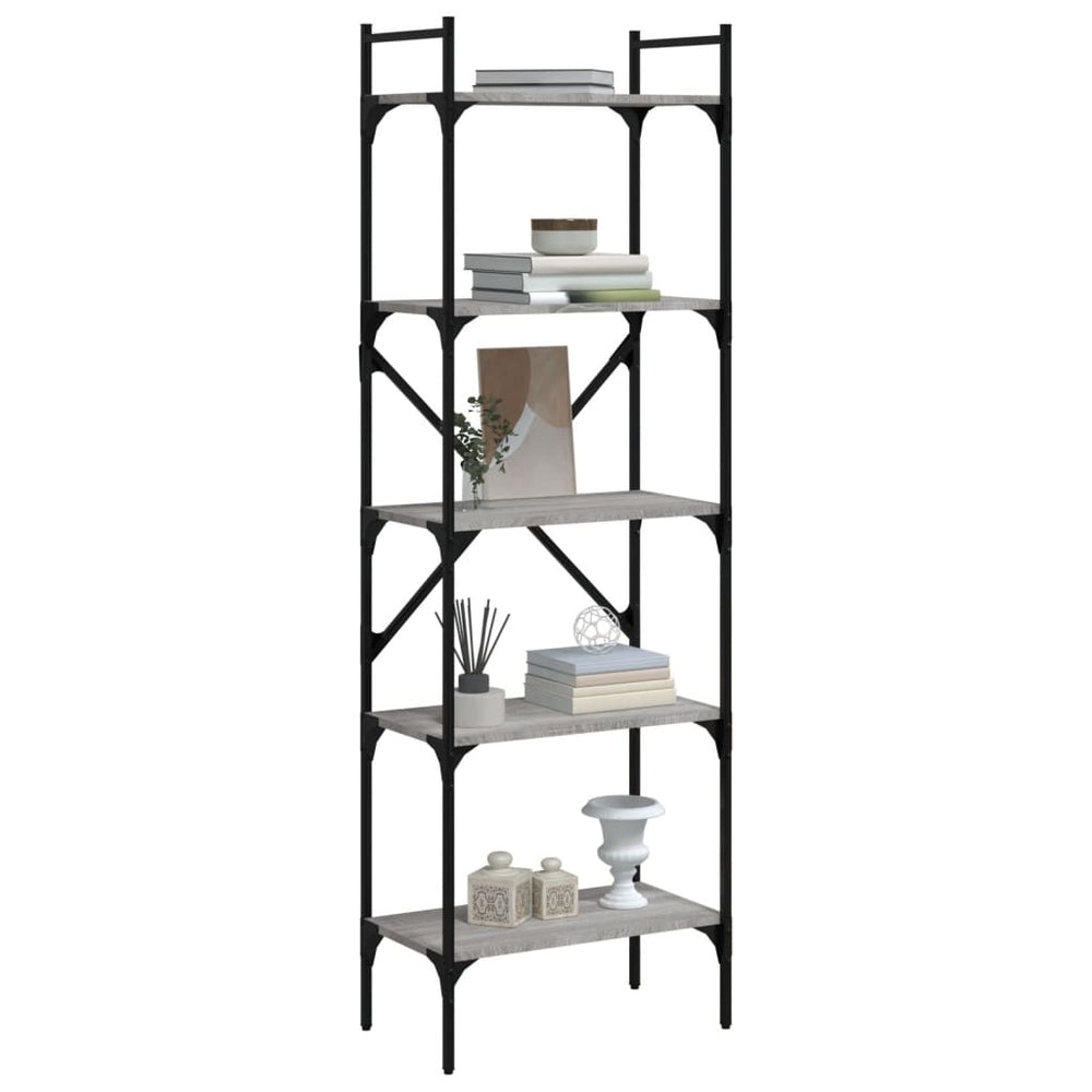 Boekenkast 5-laags 56x31,5x174 cm bewerkt hout grijs sonoma MeubelReus