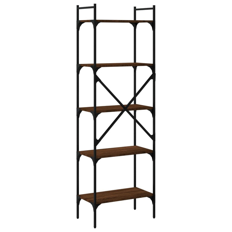 Boekenkast 5-laags 56x31,5x174 cm bewerkt hout bruin eikenkleur MeubelReus