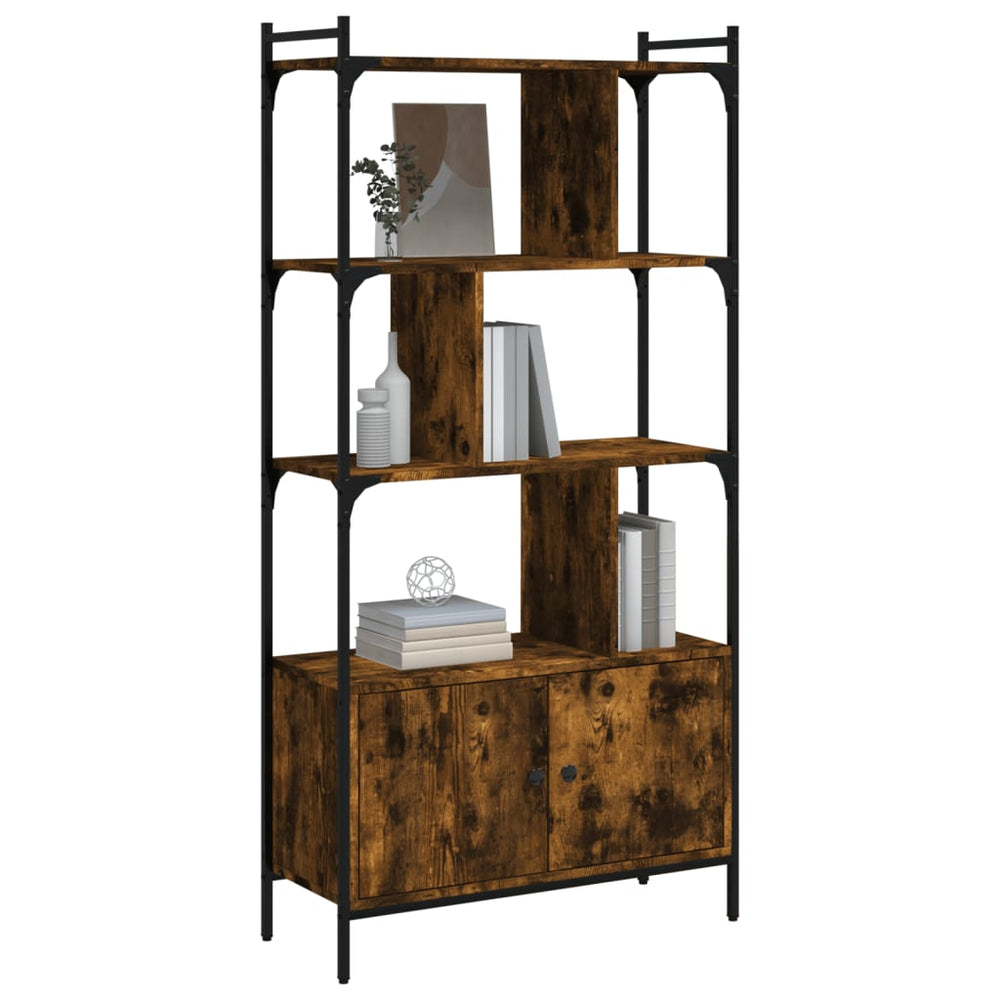 Boekenkast met deuren 76,5x30x154,5 cm hout gerookt eikenkleur MeubelReus