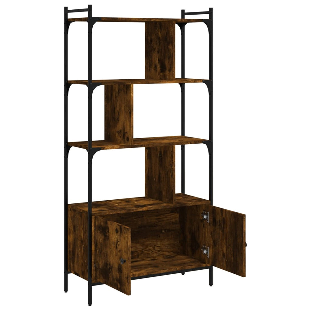 Boekenkast met deuren 76,5x30x154,5 cm hout gerookt eikenkleur MeubelReus