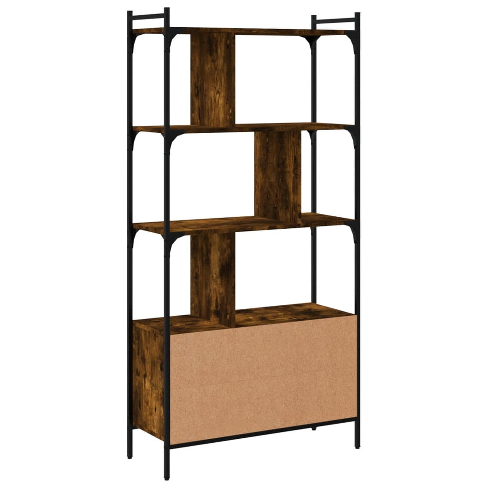 Boekenkast met deuren 76,5x30x154,5 cm hout gerookt eikenkleur MeubelReus