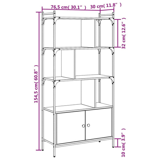 Boekenkast met deuren 76,5x30x154,5 cm hout gerookt eikenkleur MeubelReus