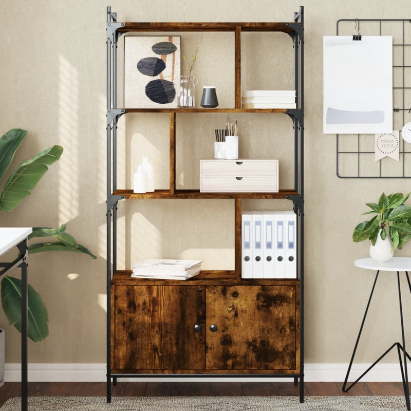 Boekenkast met deuren 76,5x30x154,5 cm hout gerookt eikenkleur MeubelReus