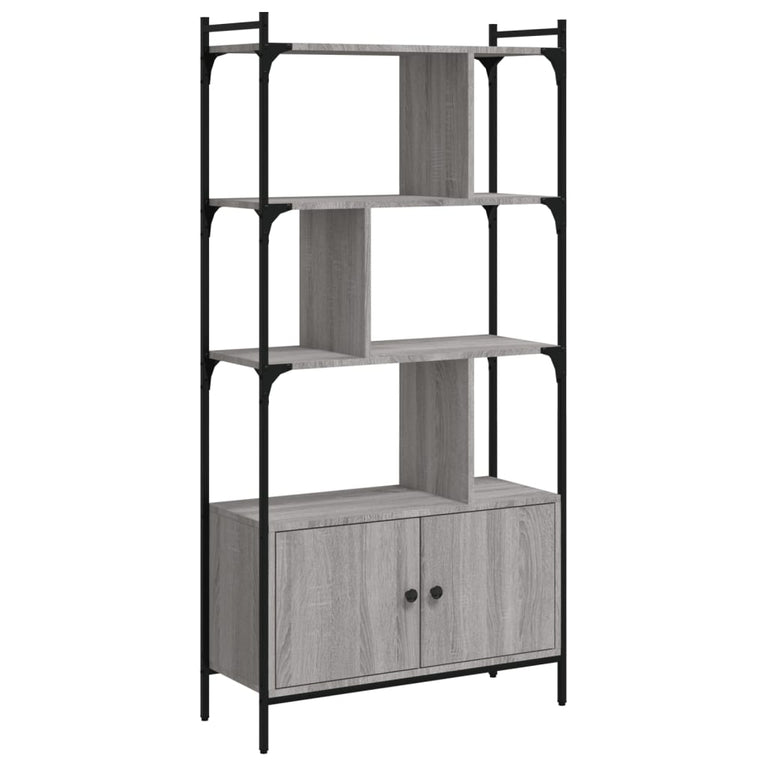 Boekenkast met deuren 76,5x30x154,5 cm hout grijs sonoma eiken MeubelReus