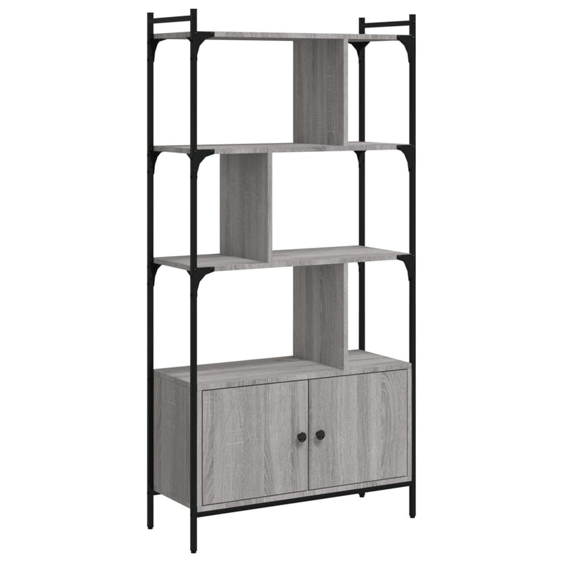 Boekenkast met deuren 76,5x30x154,5 cm hout grijs sonoma eiken MeubelReus
