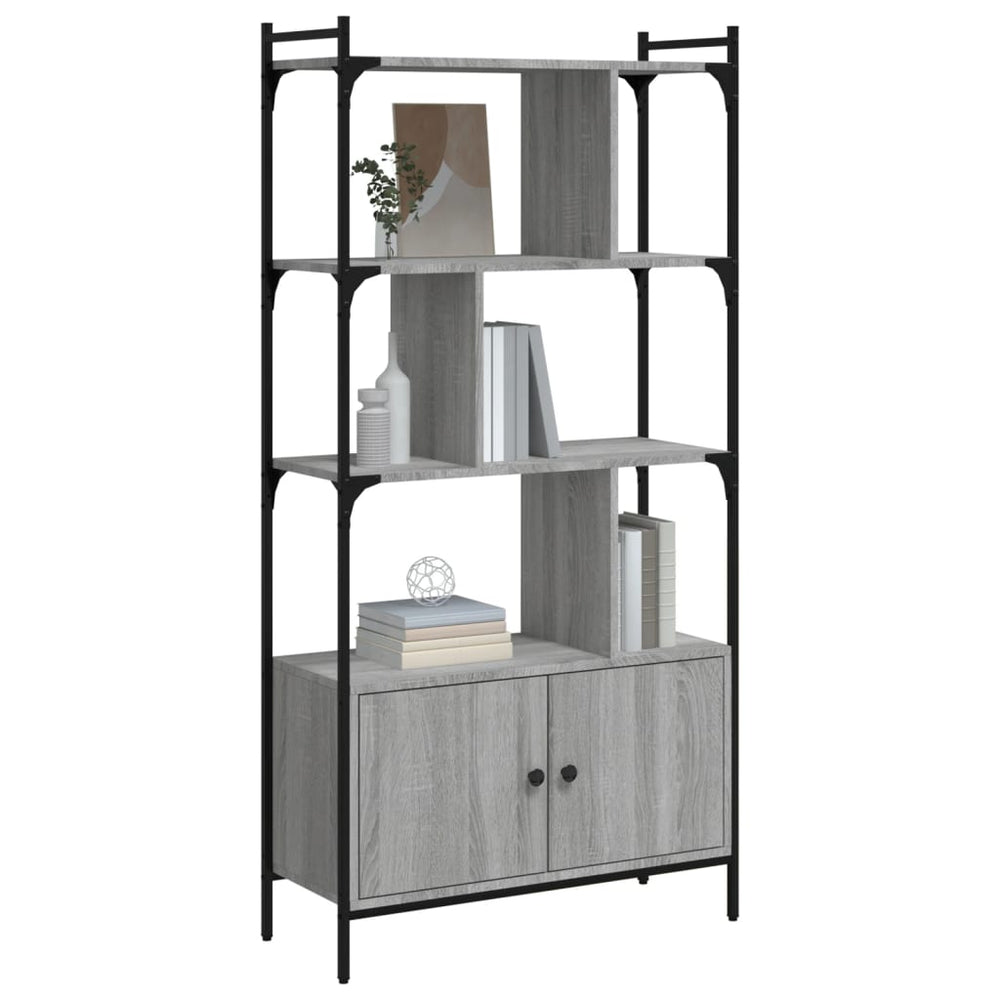 Boekenkast met deuren 76,5x30x154,5 cm hout grijs sonoma eiken MeubelReus