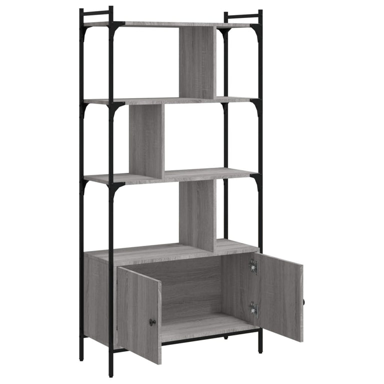 Boekenkast met deuren 76,5x30x154,5 cm hout grijs sonoma eiken MeubelReus