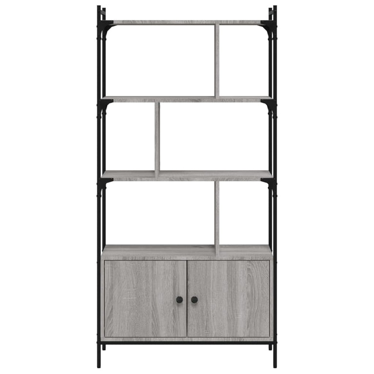 Boekenkast met deuren 76,5x30x154,5 cm hout grijs sonoma eiken MeubelReus
