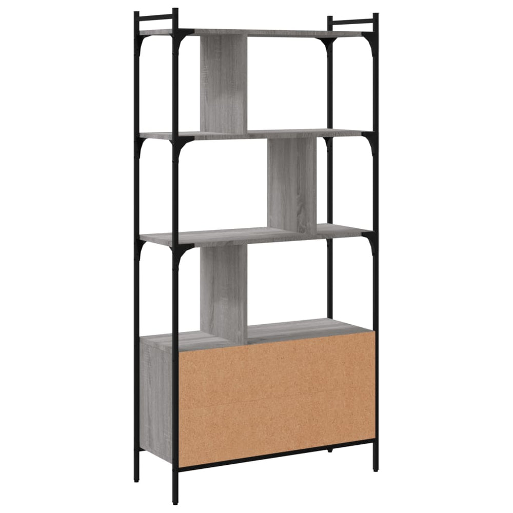 Boekenkast met deuren 76,5x30x154,5 cm hout grijs sonoma eiken MeubelReus